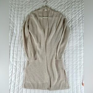 Gap Small Long Knit Open Front Sweater Side Slit Soft Cozy Cottagecore Cream